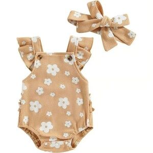Infant Baby Girl Romper – Floral Ruffled Sleeve Summer Outfit (6–12 Months)